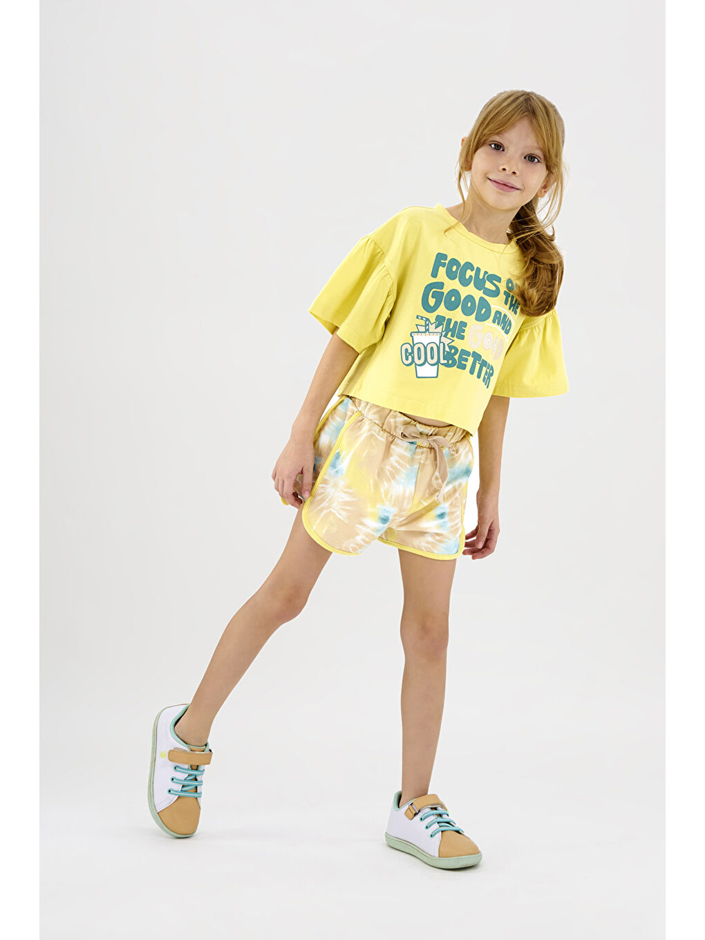 Kız Çocuk Baskılı Sarı Tişört