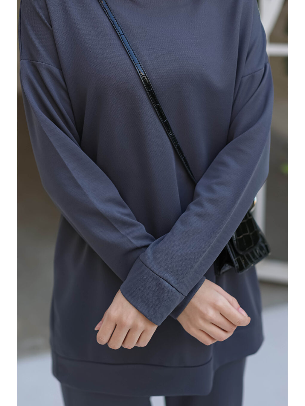 Bisiklet Yaka Kadın Antrasit Eşofman Takımı - 13010-3