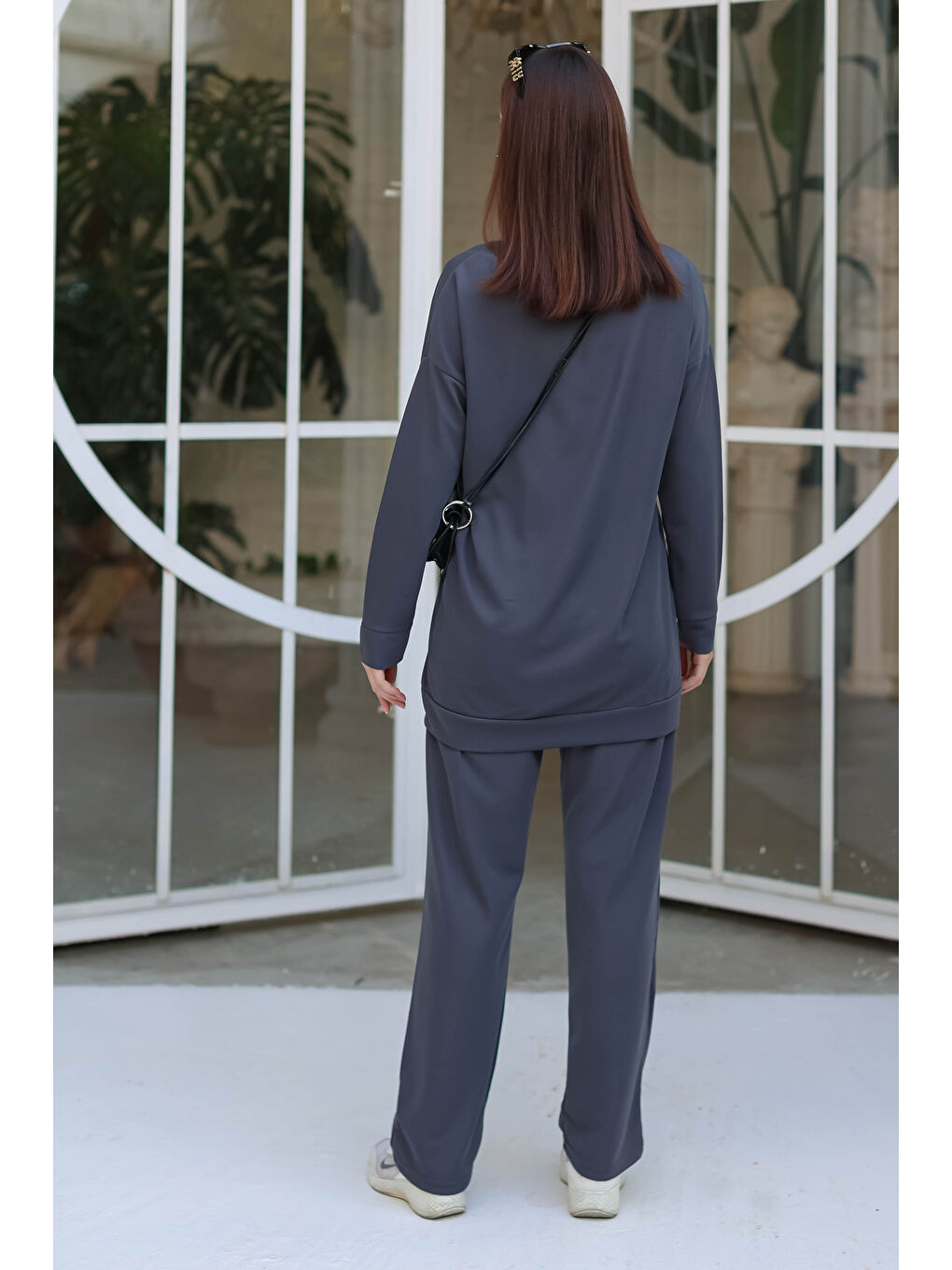 Bisiklet Yaka Kadın Antrasit Eşofman Takımı - 13010-4