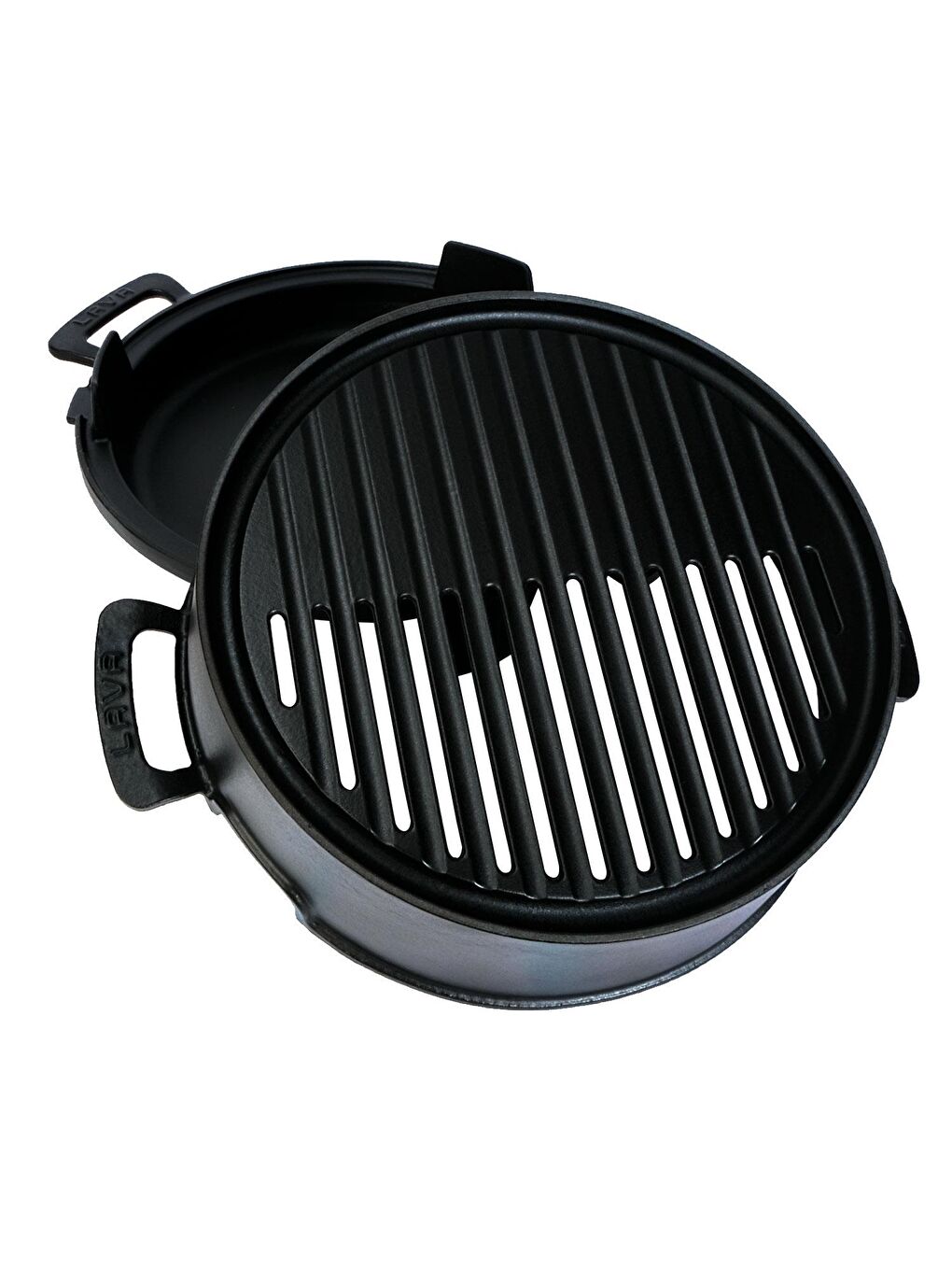 Siyah Yuvarlak Mangal Izgara Set Döküm Demir Yekpare Çift Kulplu Çap (Ø)36cm.-2