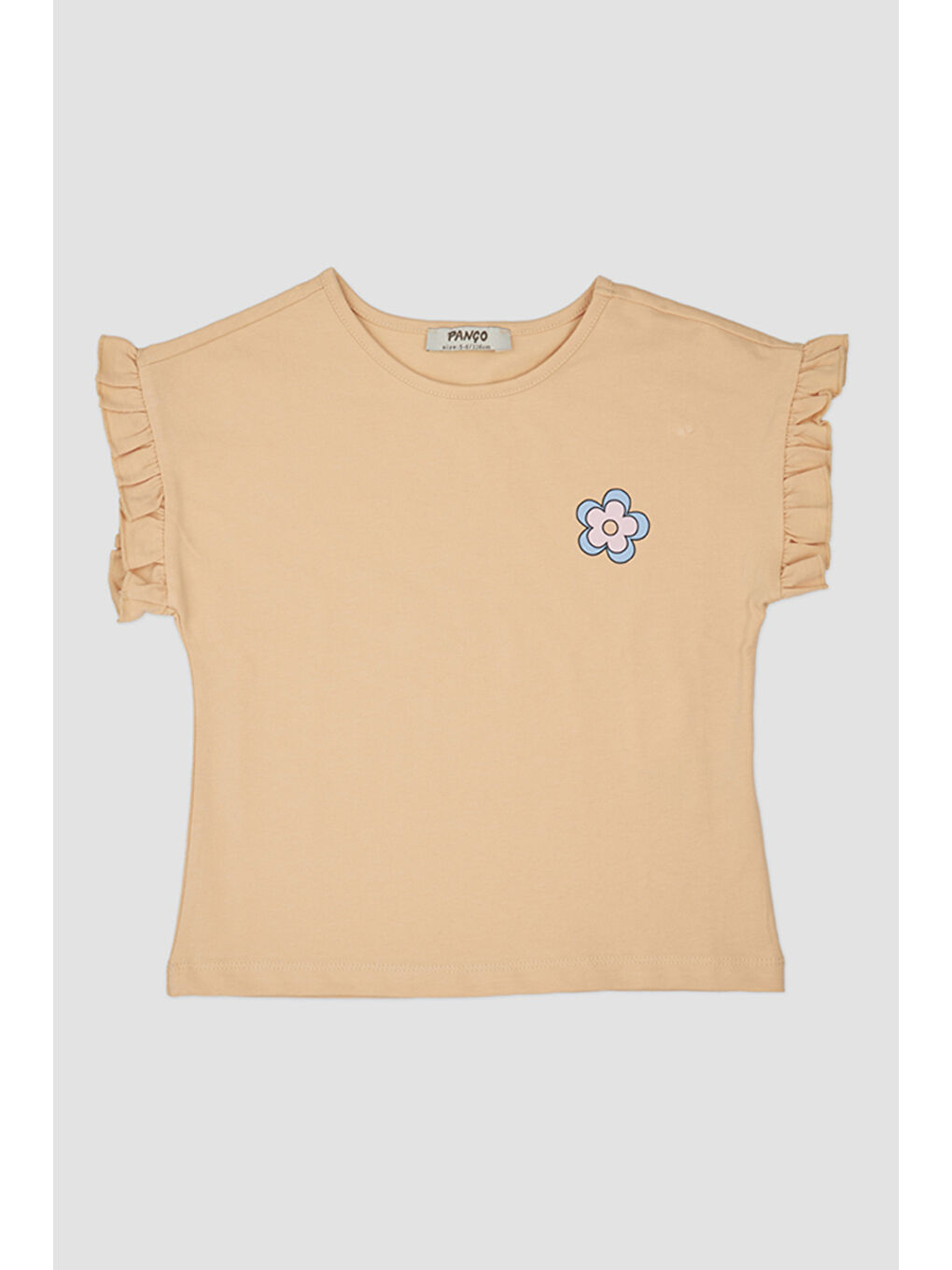Pembe Kız Çocuk Baskı Detaylı Somon Tişört