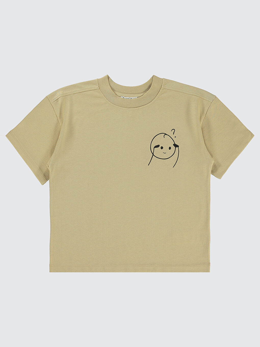 Ekru Mivil Oversize Çocuk Tişört 10-13 Yaş Yulaf Sütü