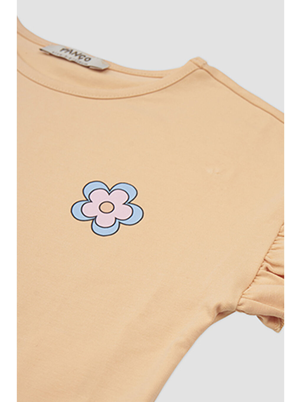 Pembe Kız Çocuk Baskı Detaylı Somon Tişört-2