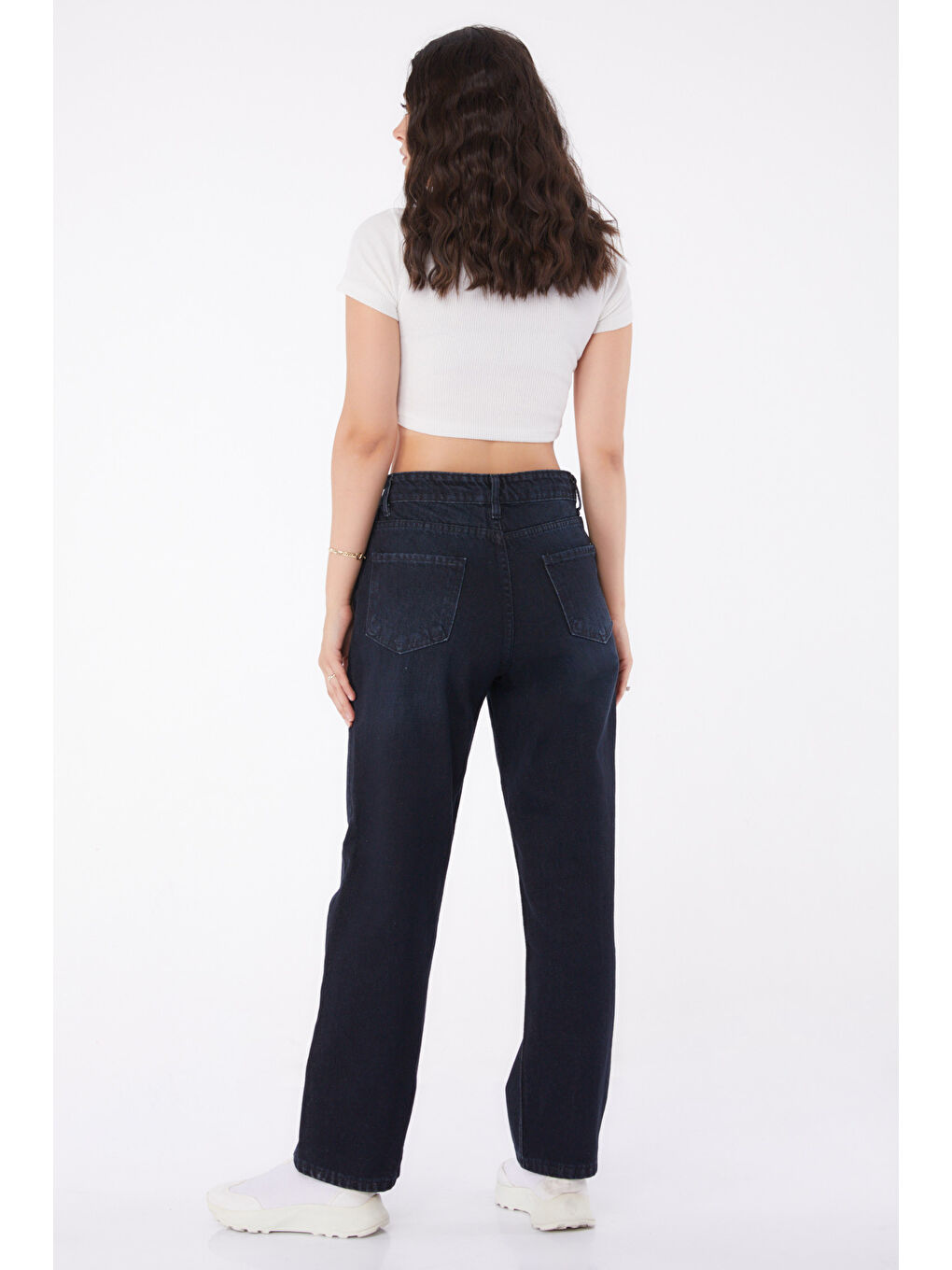 Orta Kadın Antrasit Bol Paça Jean Pantolon - 25181-3