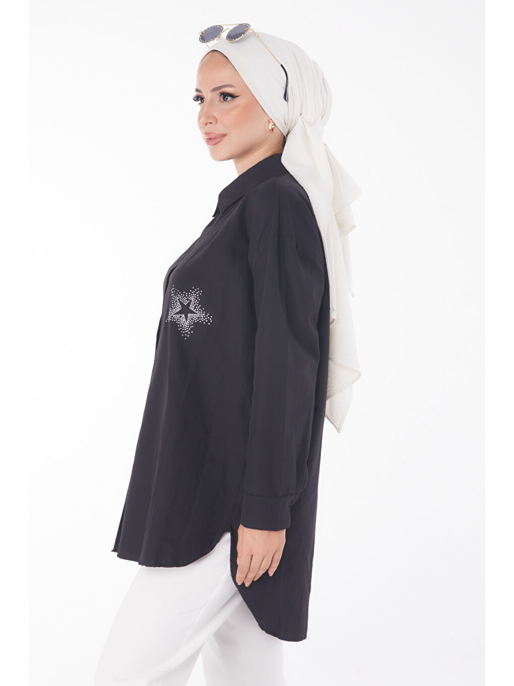 Gömlek Yaka Kadın Siyah Gömlek - 13238-2