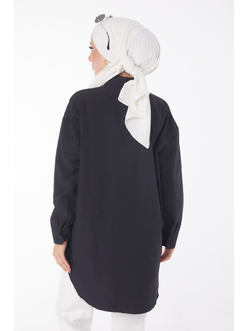 Gömlek Yaka Kadın Siyah Gömlek - 13238-3