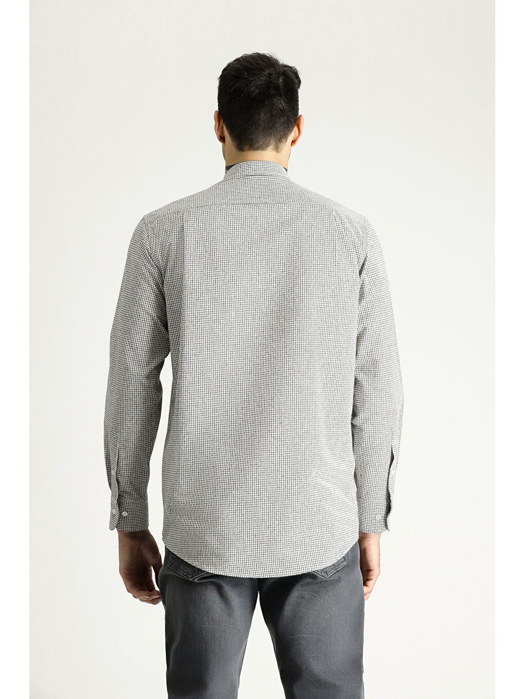 Beyaz Uzun Kol Regular Fit Oduncu Kareli Pamuklu Kolay Ütülenebilir Gömlek-4