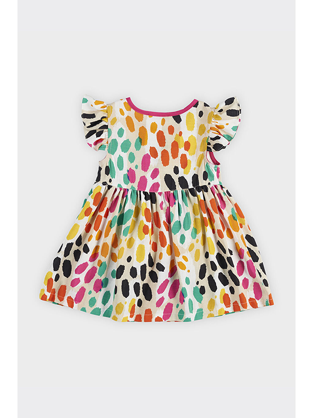 Kız Bebek Leopar Desenli Bej Elbise-1