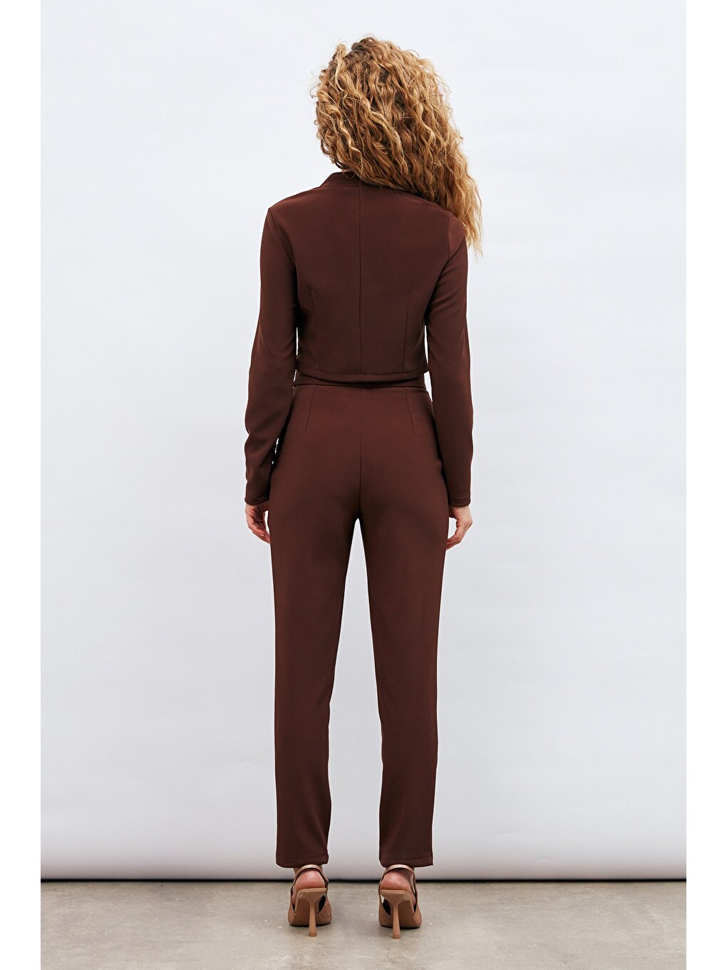 Kahverengi Düğme Detaylı Pantolon - Kahve-4