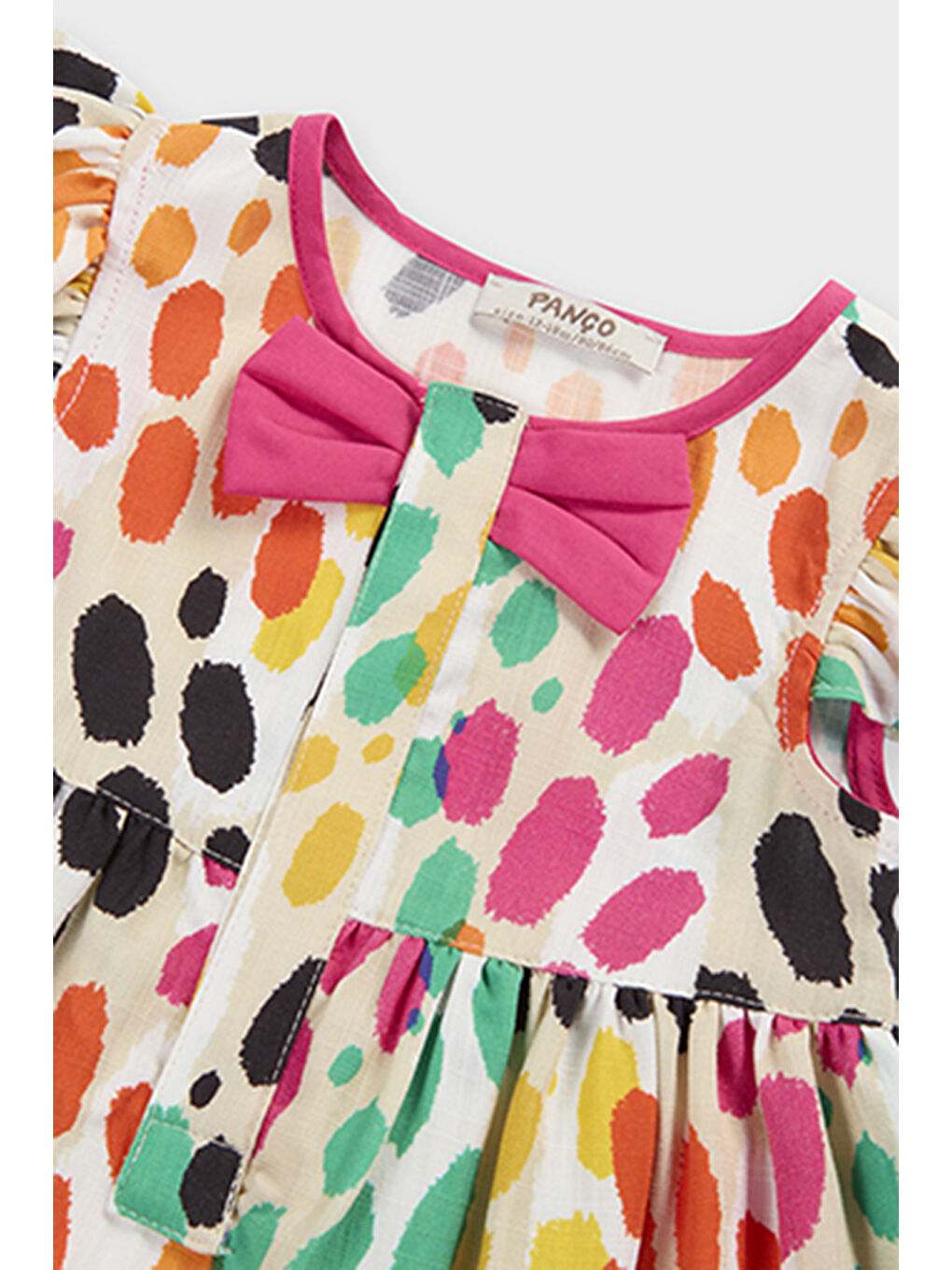 Kız Bebek Leopar Desenli Bej Elbise-2