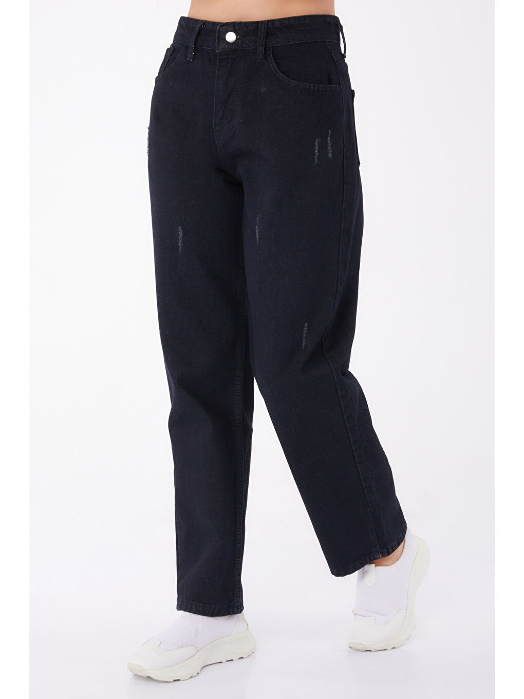 Orta Kadın Siyah Bol Paça Jean Pantolon - 25181-2