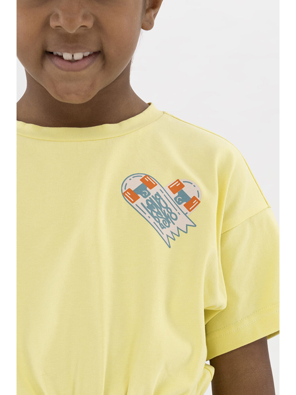 Kız Çocuk Sarı Crop Tişört-1