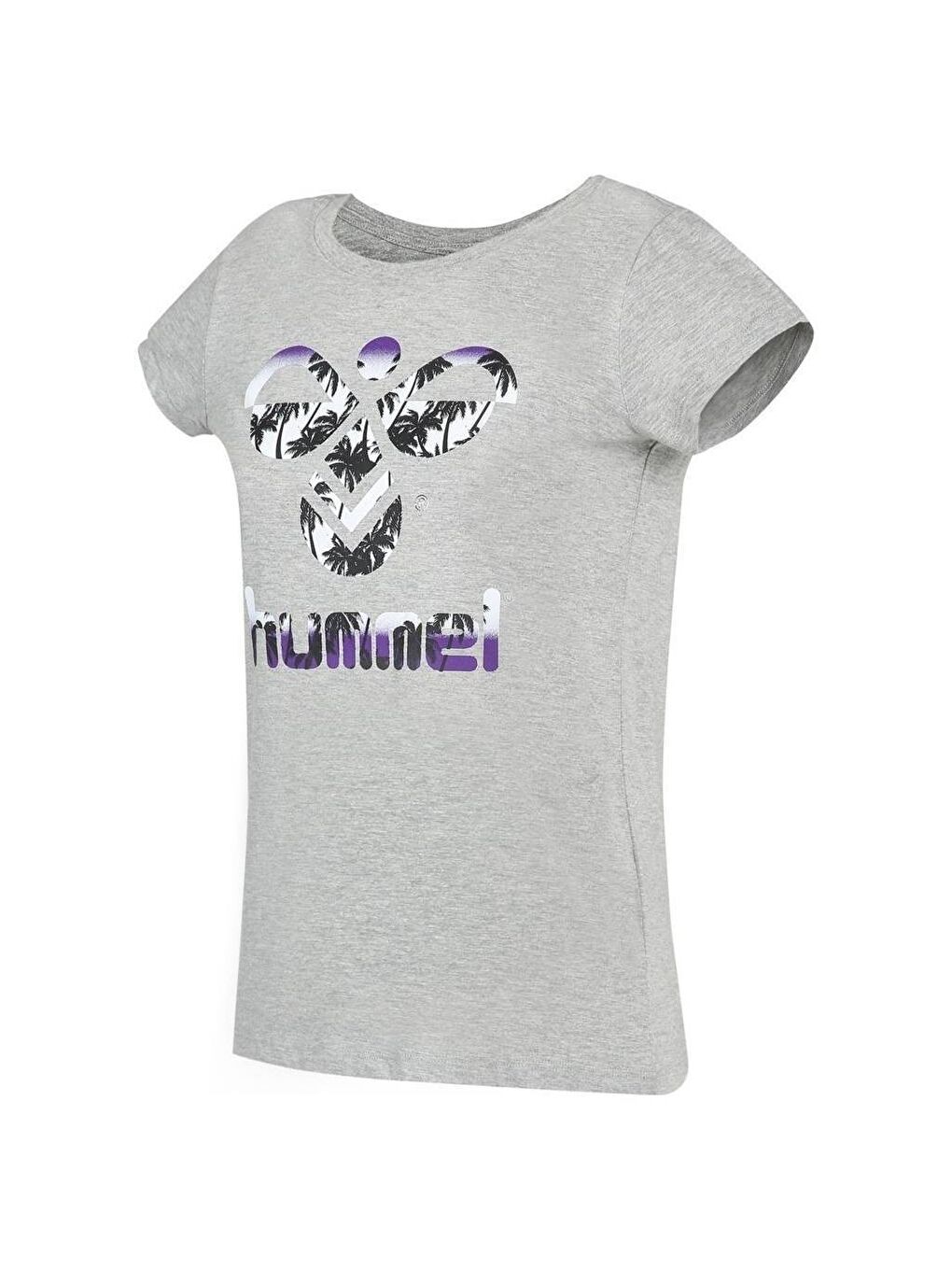 Triana Kadın Gri Baskılı Bisiklet Yaka Tişört-3