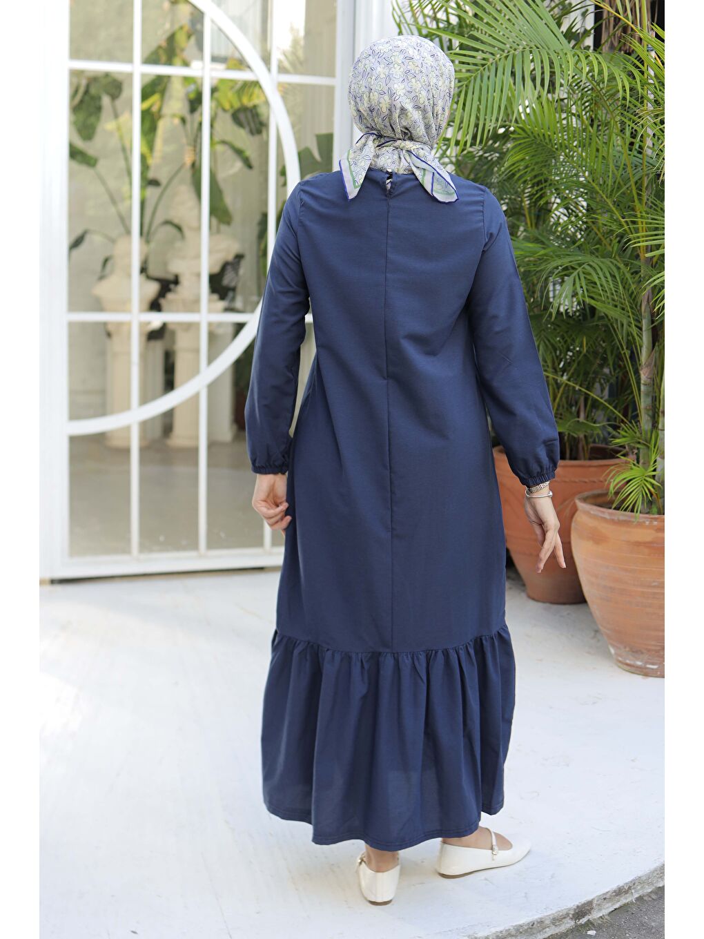 Bisiklet Yaka Kadın Lacivert Elbise - 13202-3