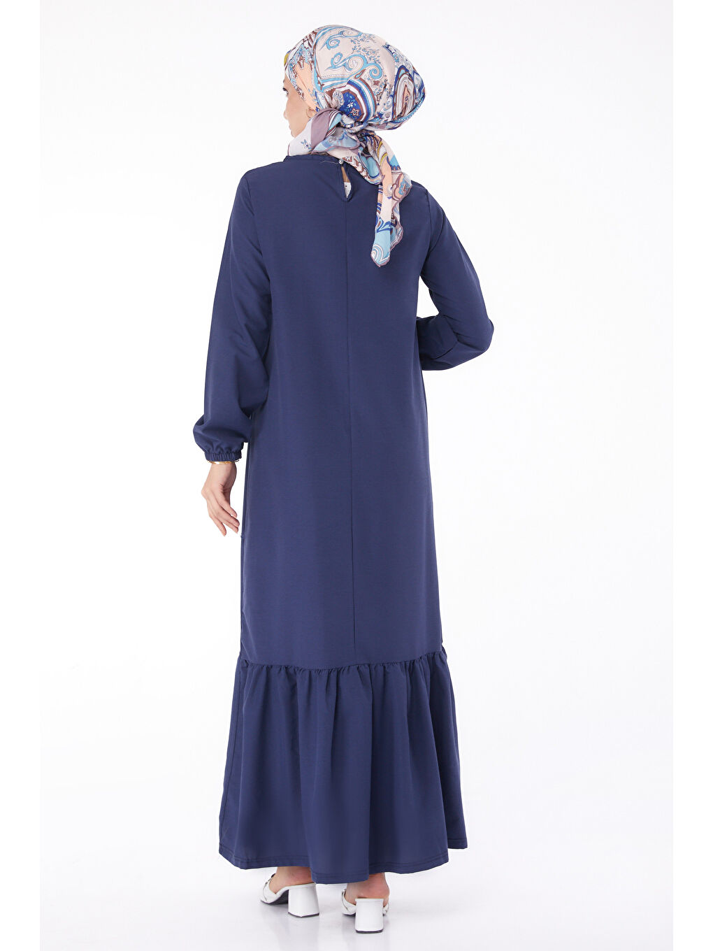 Bisiklet Yaka Kadın Lacivert Elbise - 13202-4