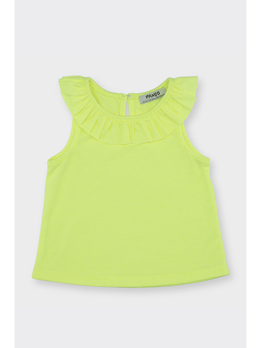 Kız Bebek Yakası Fırfır Detaylı Sarı Atlet