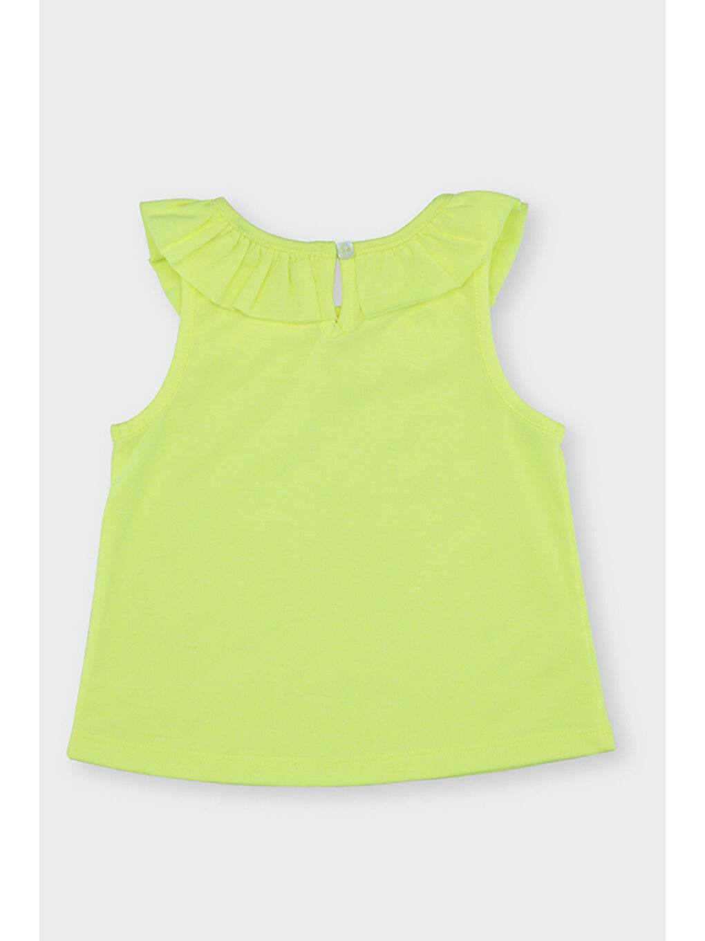 Kız Bebek Yakası Fırfır Detaylı Sarı Atlet-1