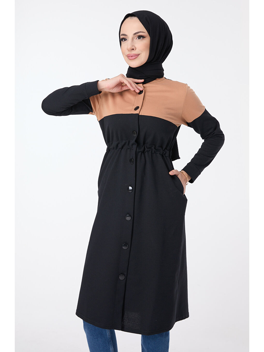 Bej Hakim Yaka Kadın Vizon Kap - 13057