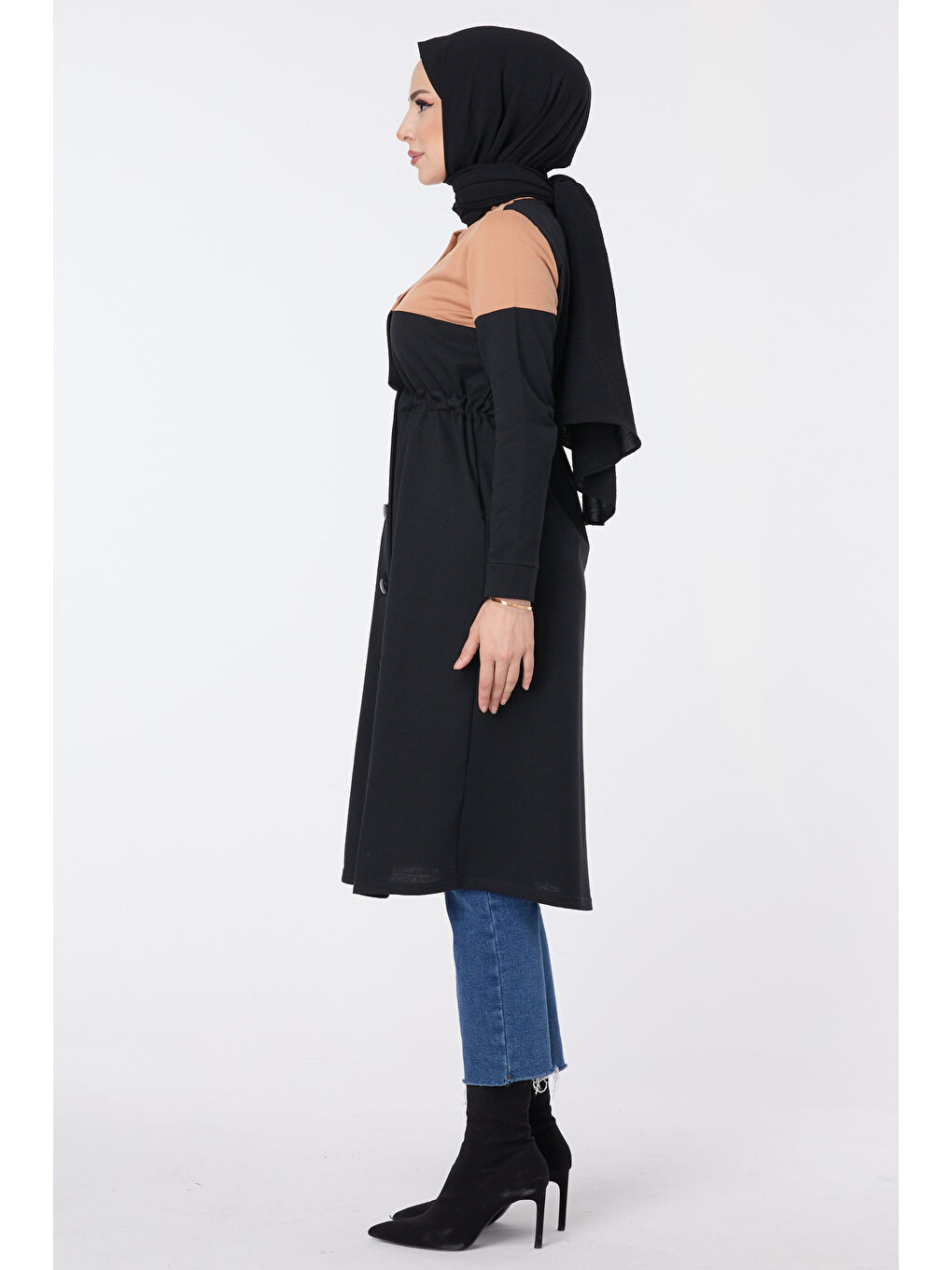 Bej Hakim Yaka Kadın Vizon Kap - 13057-2