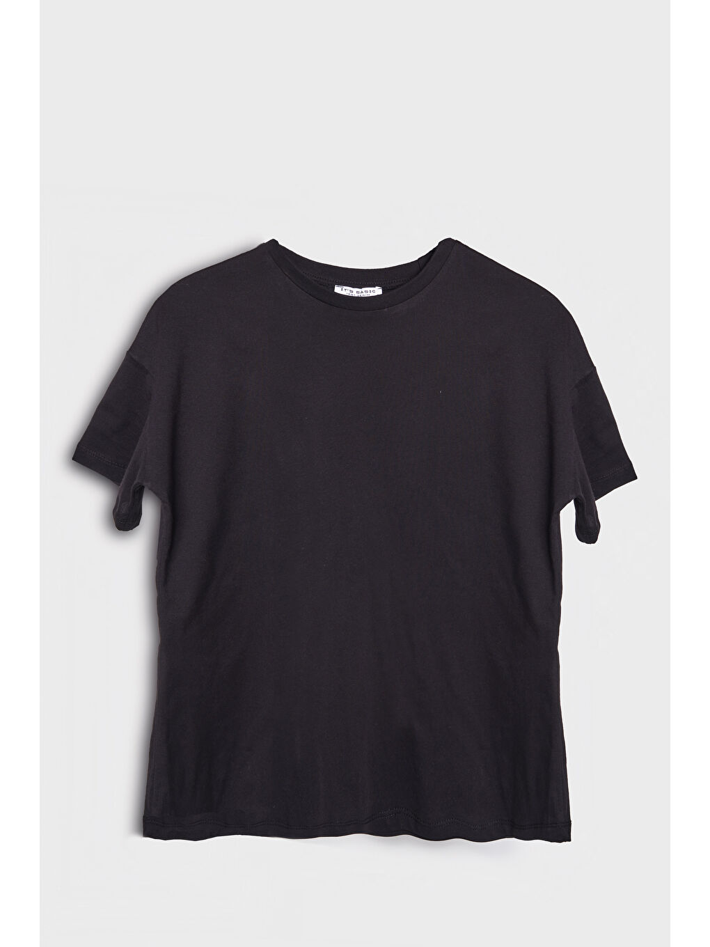 Kadın Siyah Renk S5 Bisiklet Yaka Basic T-Shirt-2