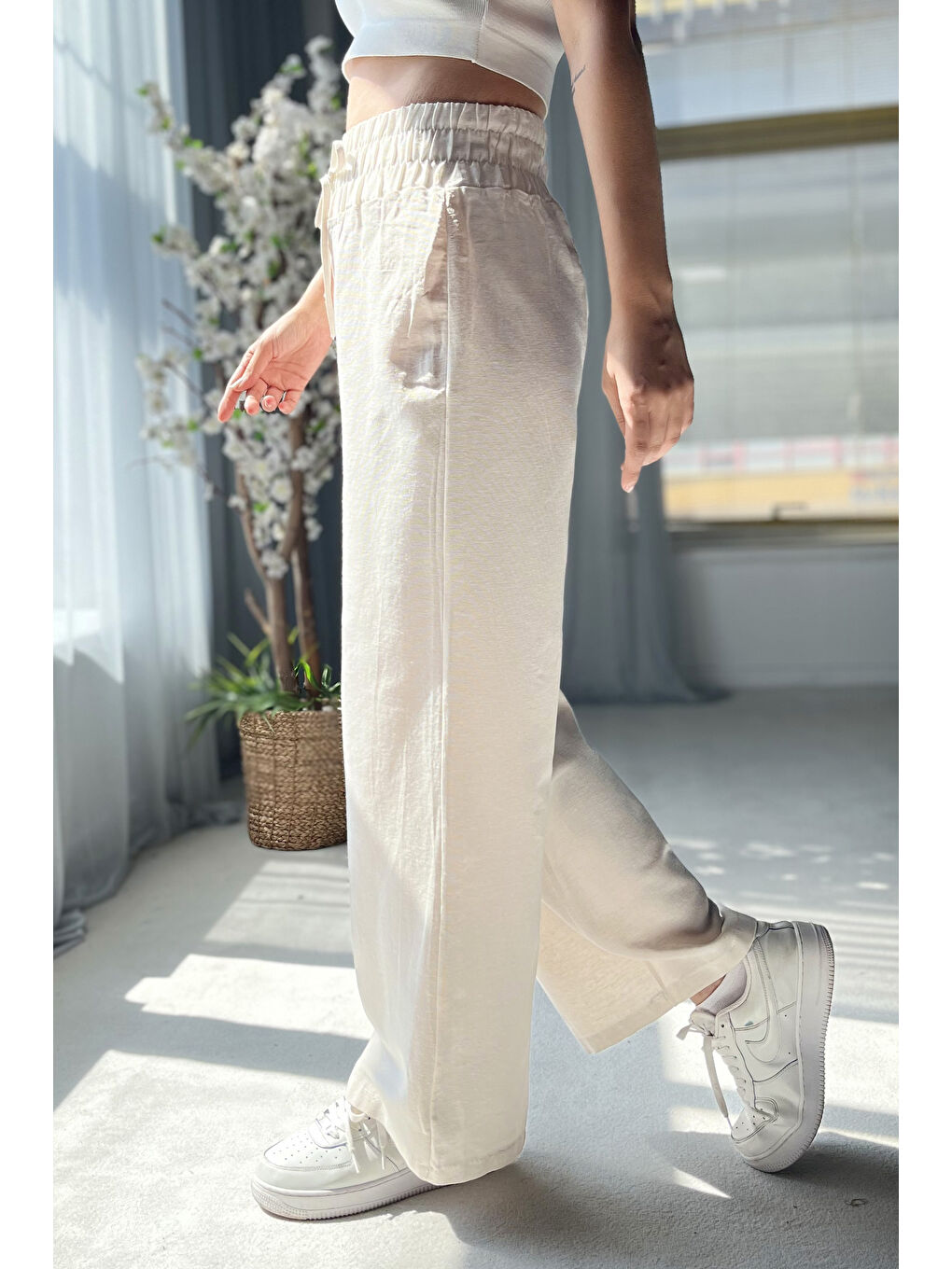 Orta Kadın Ekru Pantolon - 11687-1