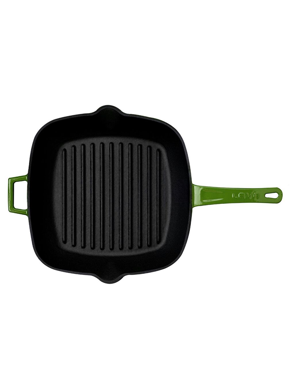 Yeşil Kare Izgara Tava Cam Kapaklı Döküm Demir Yekpare Saplı Ölçü 28x28cm.-2