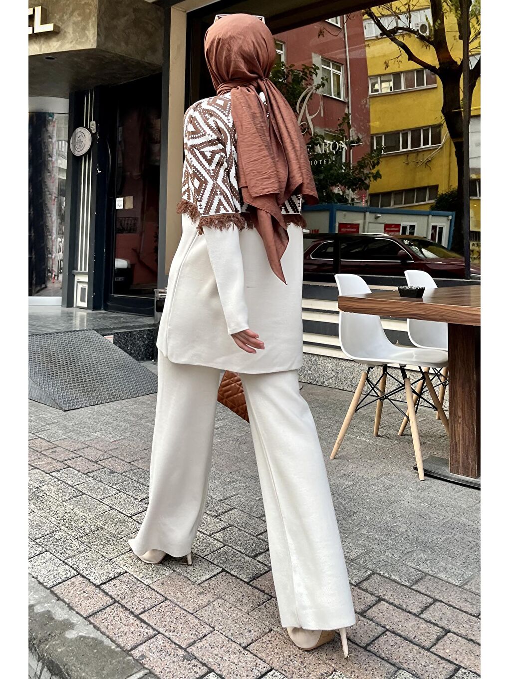 Orta Kadın Bej Triko Tunik Pantolon - 21808-2