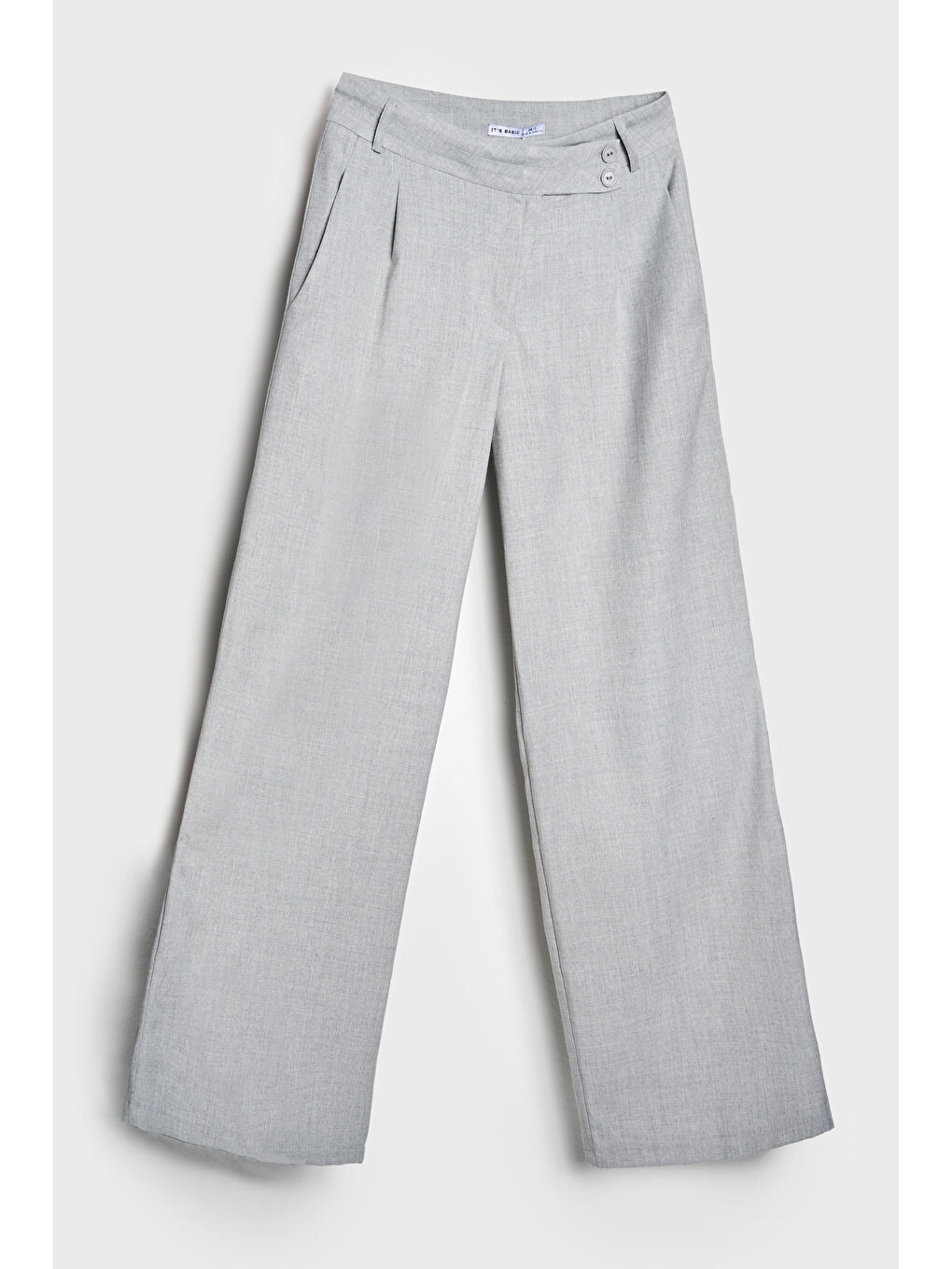 Kadın Gri Renk Neptun S5-12 Kemer Detaylı Palazzo Fit Pileli Pantolon-2