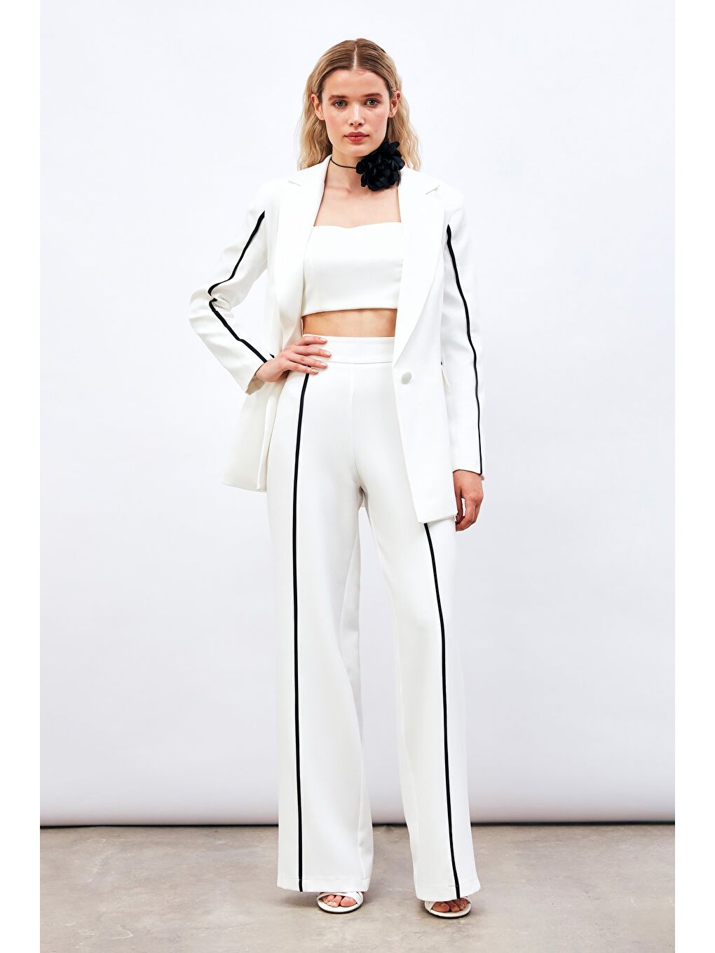 Kontrast Salaş Pantolon - Ekru
