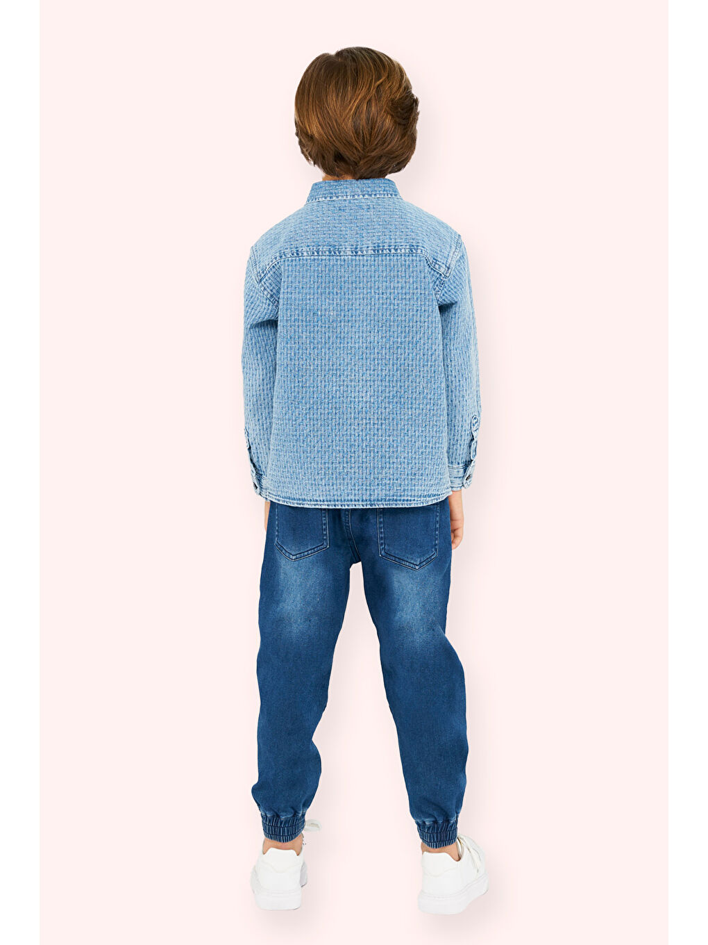 Erkek Çocuk Düğmeli Mavi Jean Gömlek-1