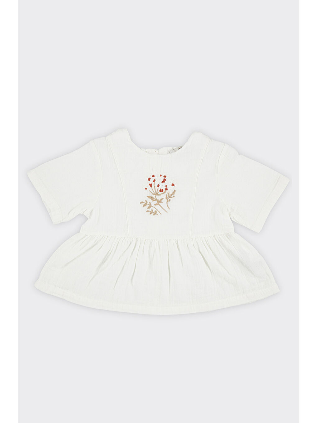 Kız Çocuk Nakış Detaylı Ekru Bluz