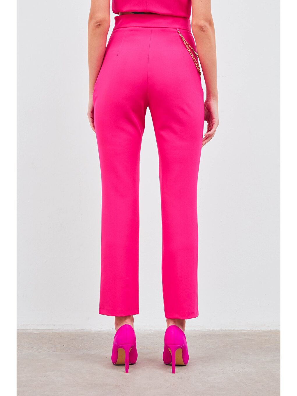 Zincir Aksesuarlı Pantolon - Fuşya-7