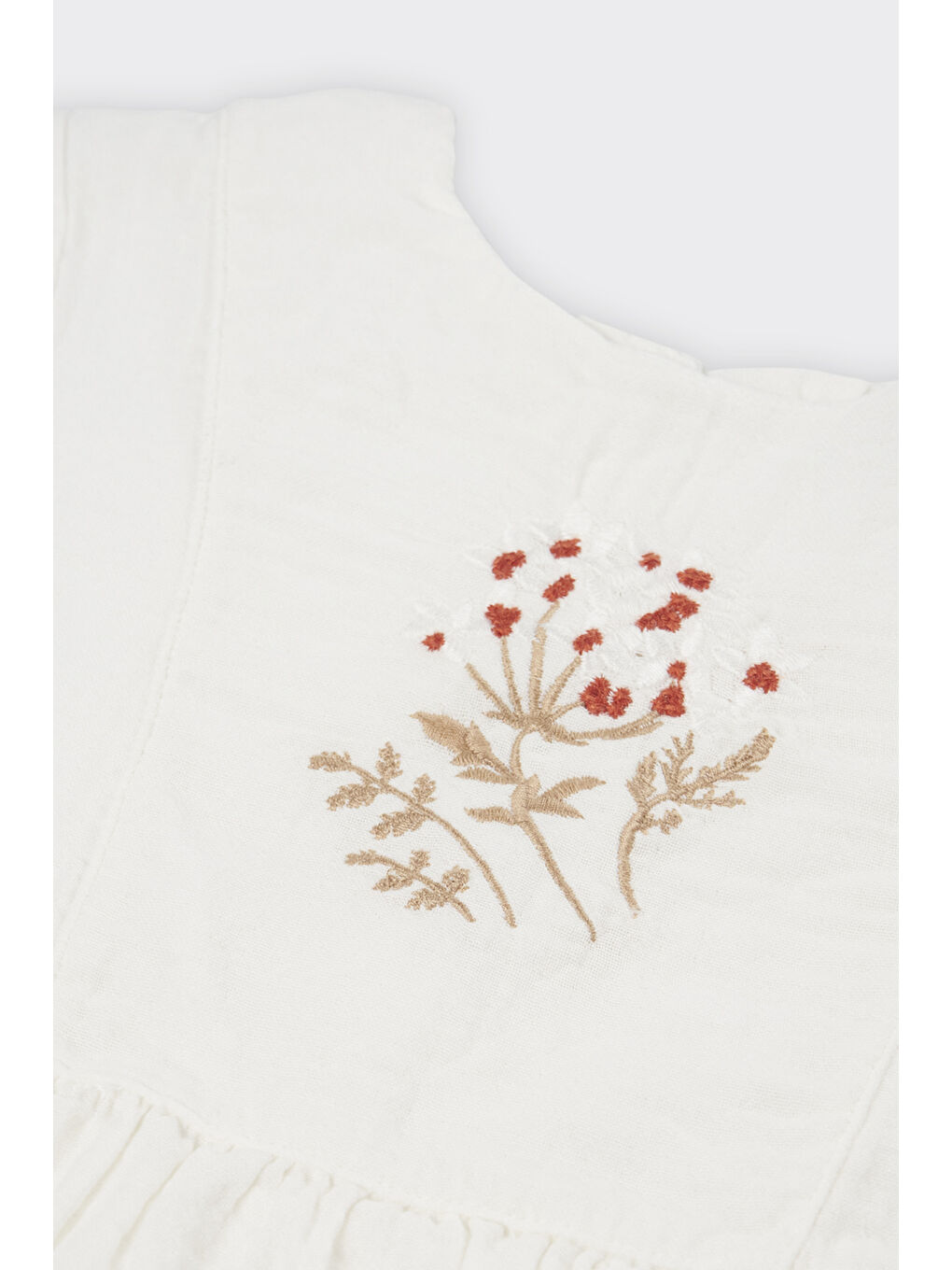 Kız Çocuk Nakış Detaylı Ekru Bluz-1