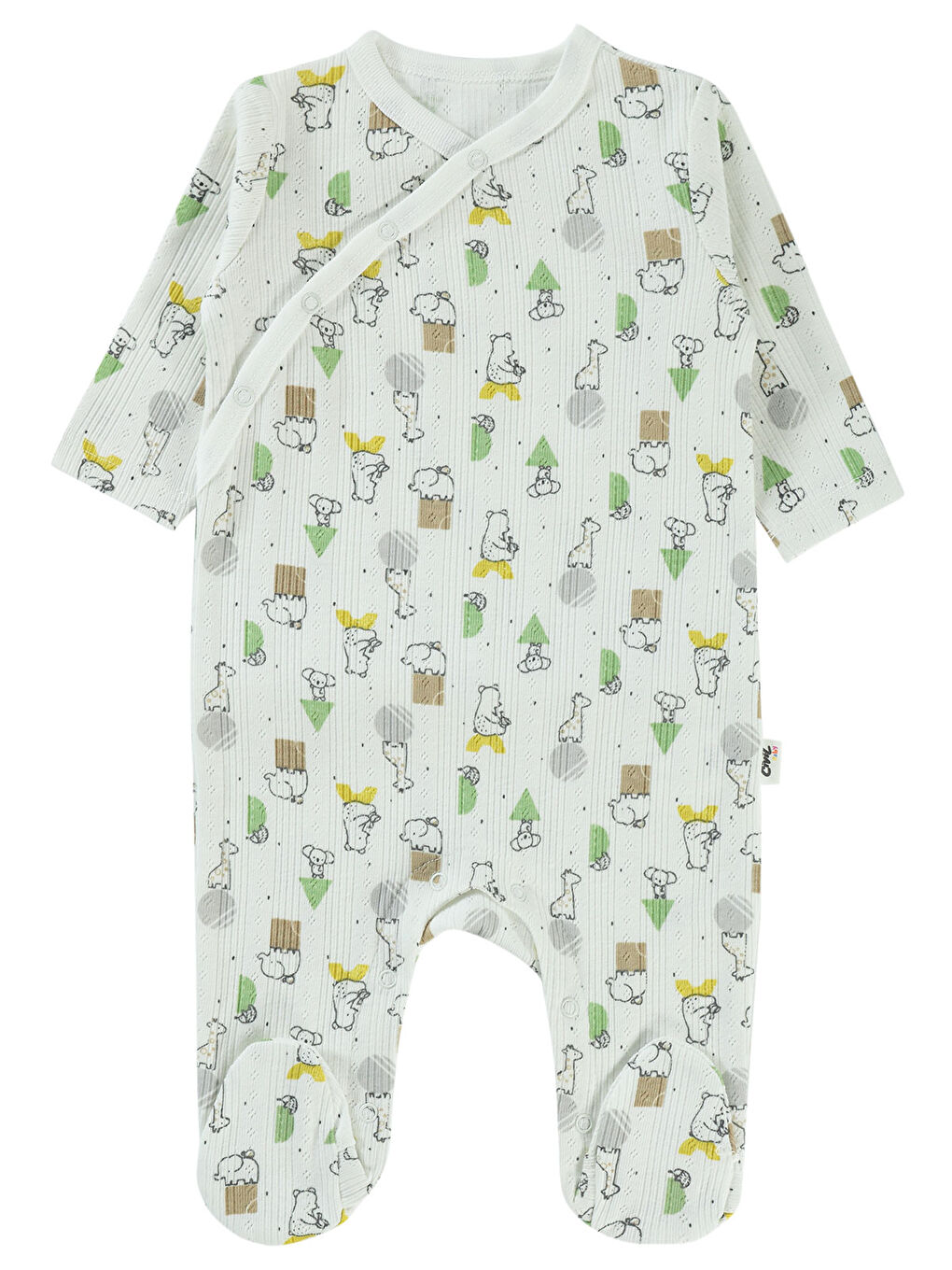 Baby Erkek Bebek Patikli Tulum 1-6 Ay Ekru