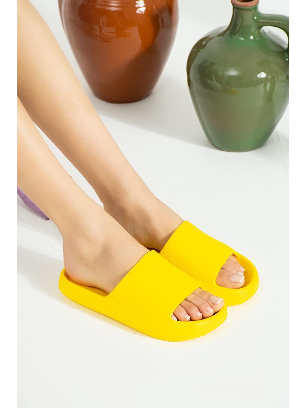 Sarı Tek Bant Eva Comfort Taban Kadın Plaj Terliği 47-402-22