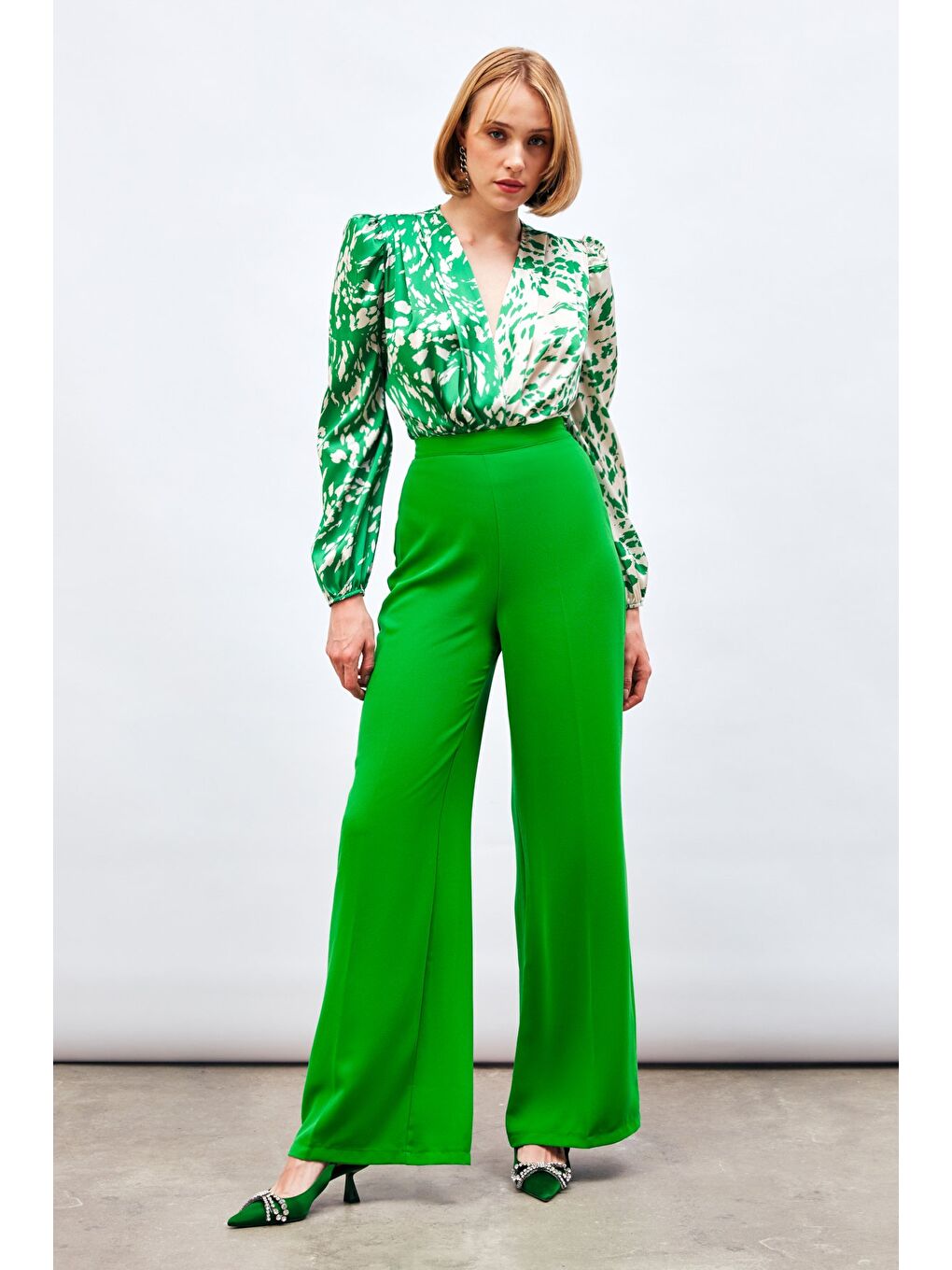 Salaş Krep Pantolon - Yeşil-2