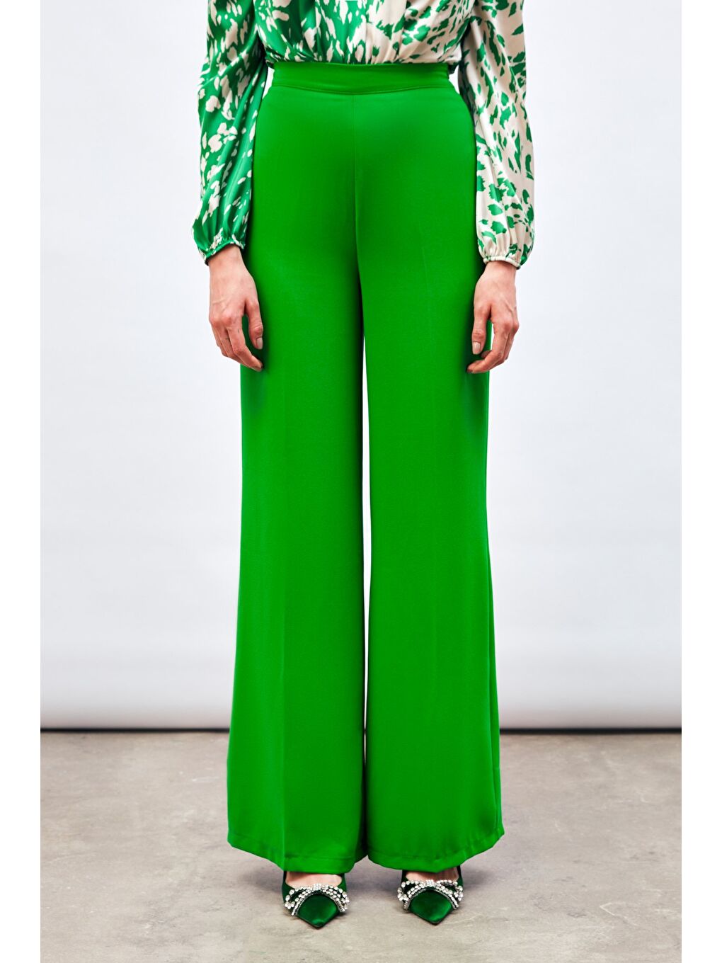 Salaş Krep Pantolon - Yeşil-5
