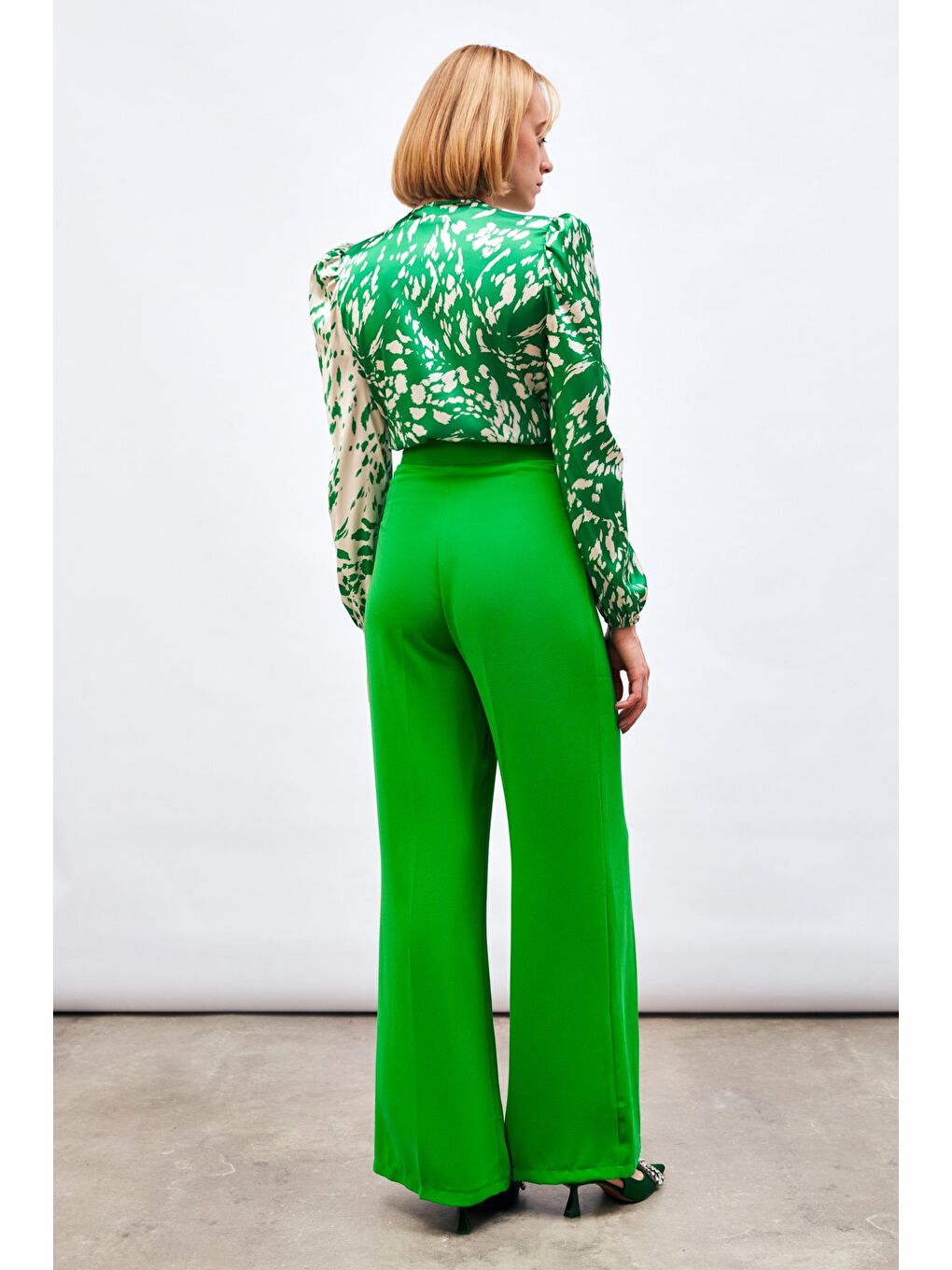 Salaş Krep Pantolon - Yeşil-6