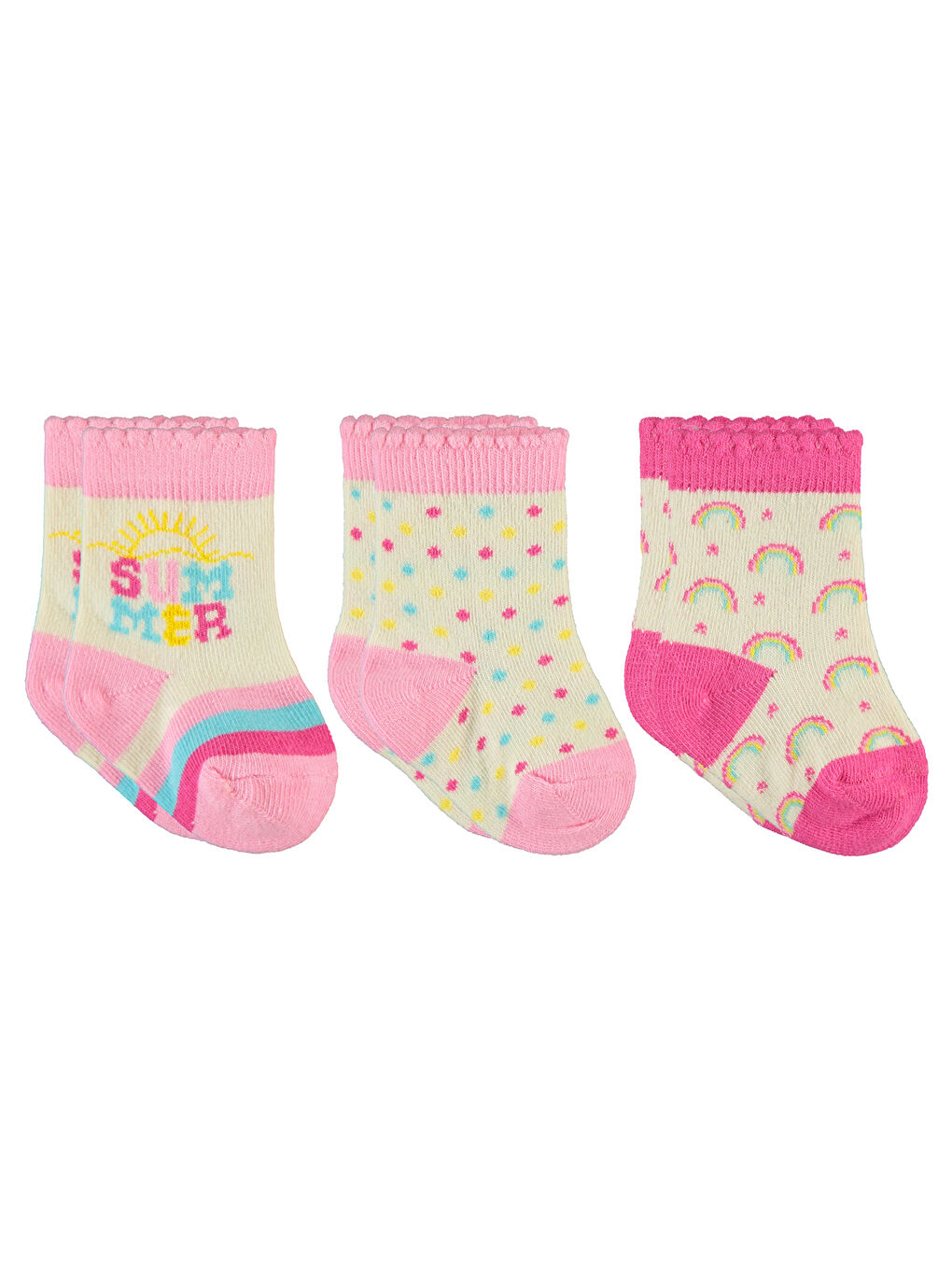Baby Kız Bebek 3'lü Çorap Set 6-18 Ay Pembe