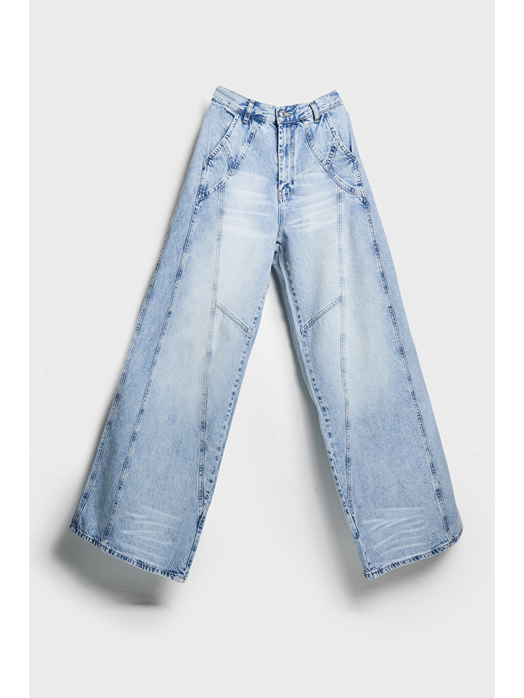 Mavi Kadın Jean Rengi 4S5-3 Mega Baggy Fit Süper Bol %100 Pamuk Rahat Kesim Denim Jean-2