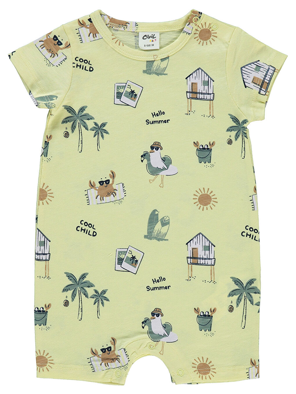 Baby Erkek Bebek Patiksiz Tulum 6-18 Ay Soft Sarı