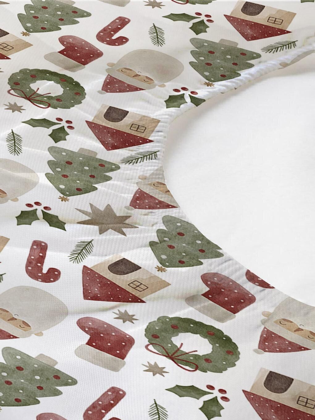 Karışık Yılbaşı Tema Çorap Desen Baskılı Bebek Boy Lastikli Çarşaf Seti 60x120 cm-1