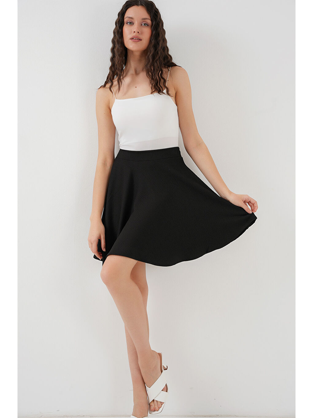1885 Kloş Mini Etek - Siyah-1