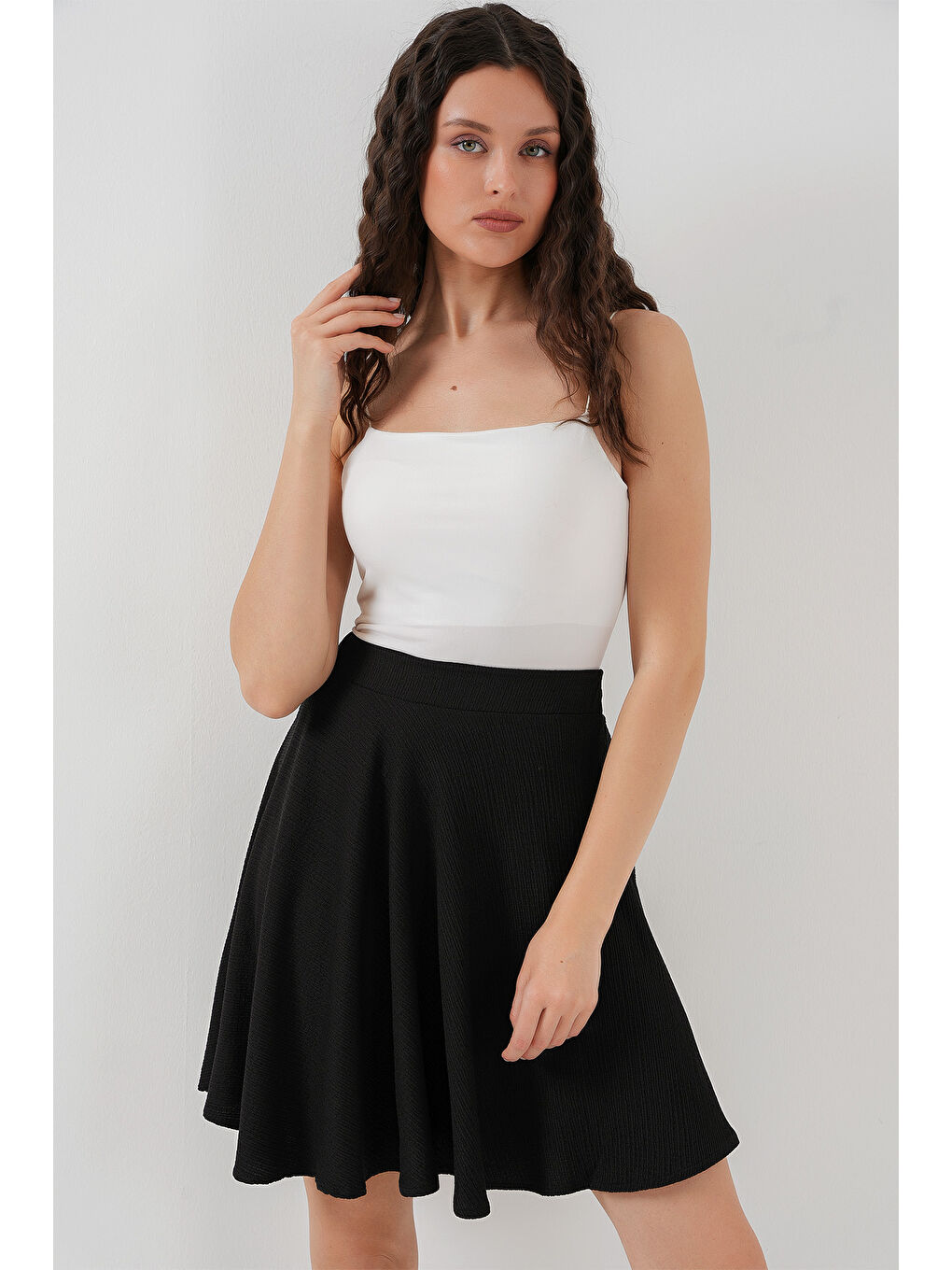 1885 Kloş Mini Etek - Siyah-3