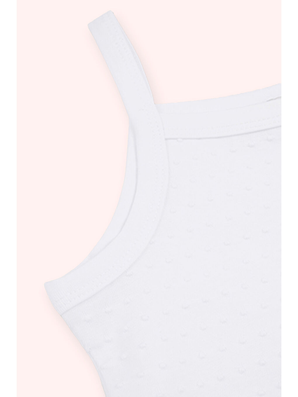 Kız Bebek Özel Dokulu Askılı Beyaz Body-1