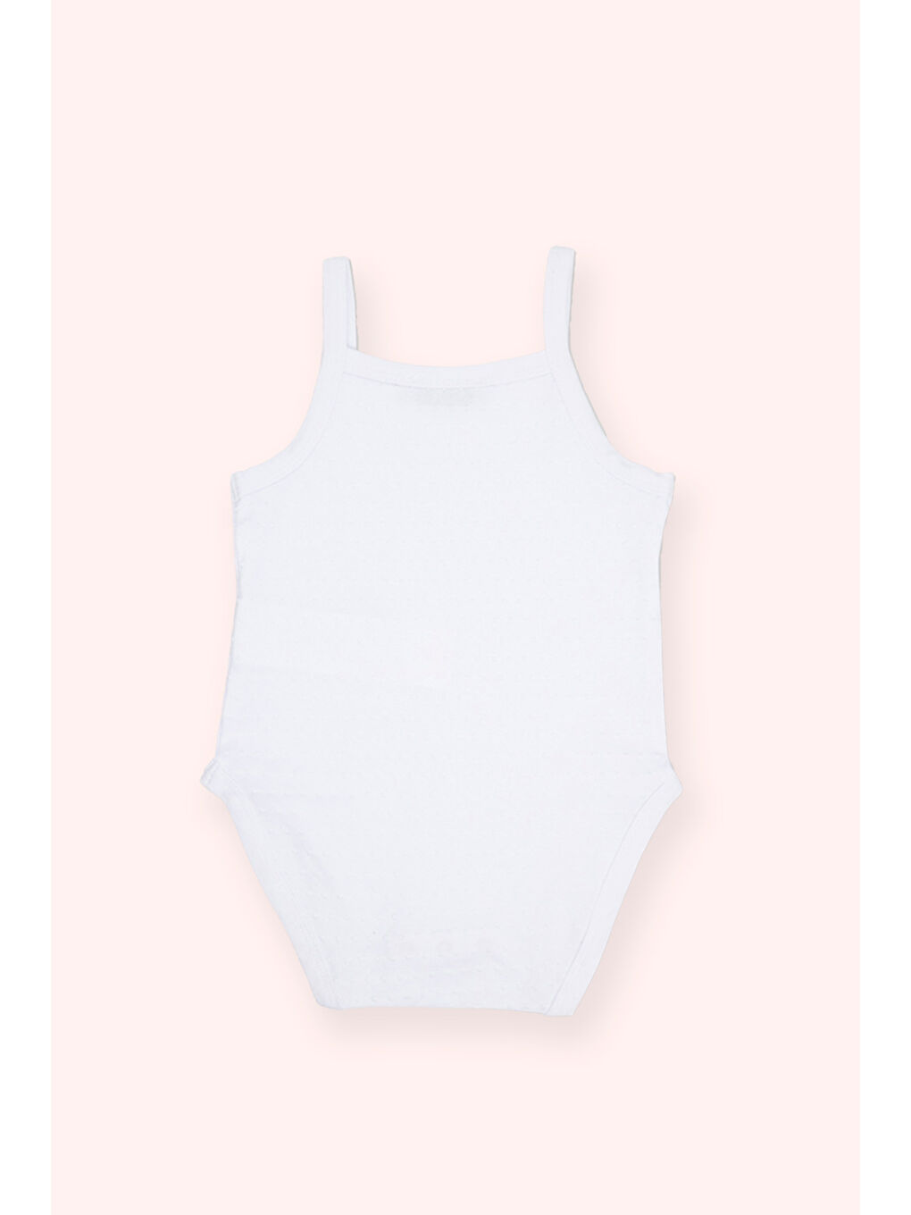 Kız Bebek Özel Dokulu Askılı Beyaz Body-2