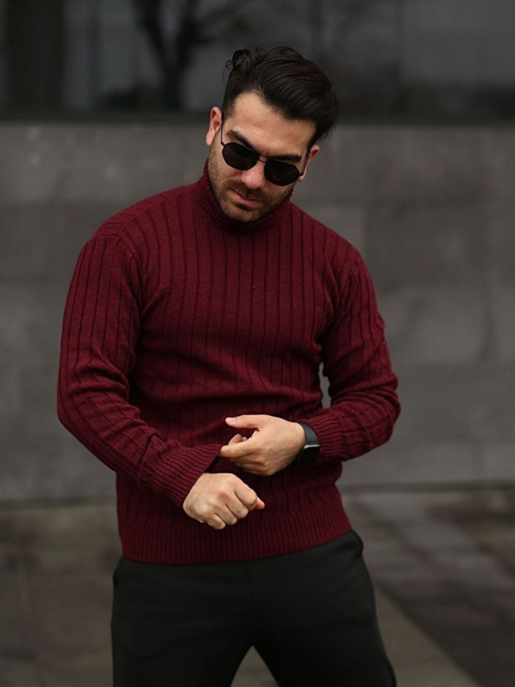 Trendseninle Bordo Boğazlı Balıkçı Yaka Kışlık Triko Erkek Kazak