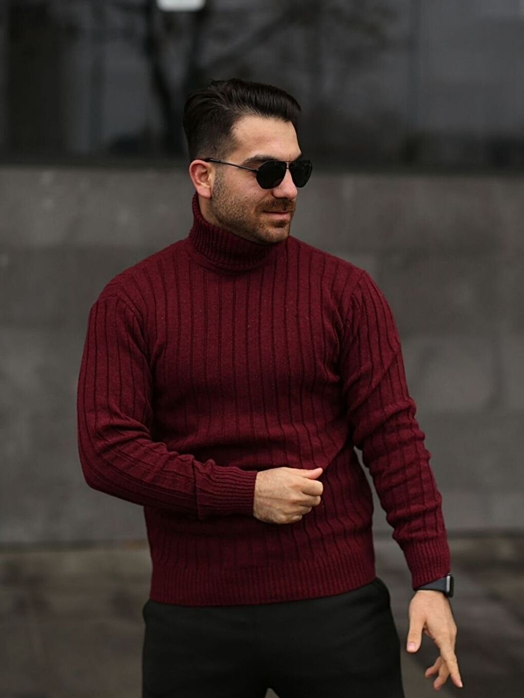 Trendseninle Bordo Boğazlı Balıkçı Yaka Kışlık Triko Erkek Kazak - 2