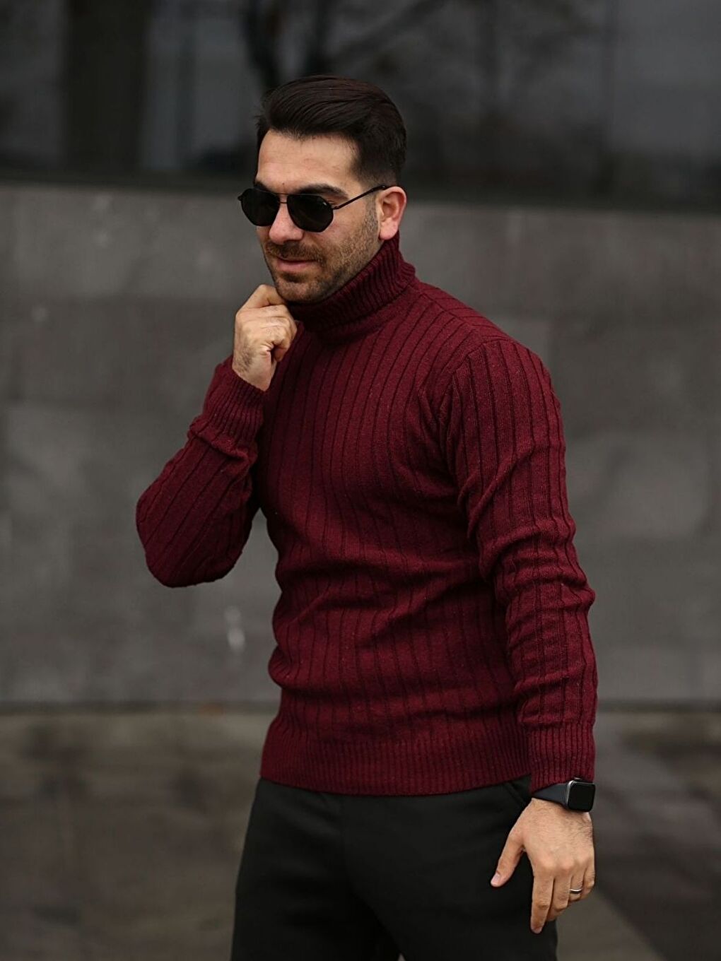 Trendseninle Bordo Boğazlı Balıkçı Yaka Kışlık Triko Erkek Kazak - 3