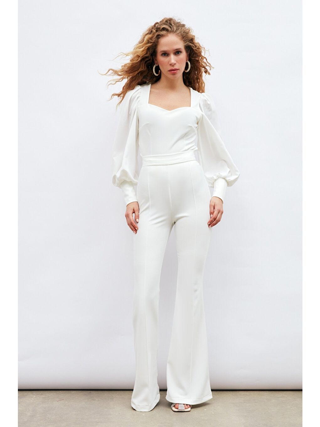 İspanyol Paça Pantolon - Ekru-3